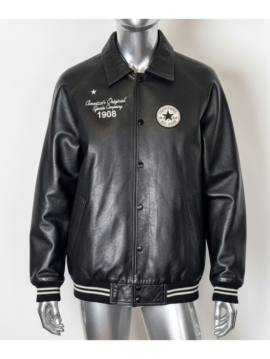 Converse Other - Converse All Star Black Leather Jacket Style 1908 Men's Size